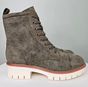 New Mia Havenn Combat Lace Up Ankle Boots Olive Green Women's Size 6.5